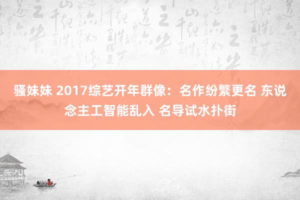 骚妹妹 2017综艺开年群像：名作纷繁更名 东说念主工智能乱入 名导试水扑街